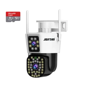 camera de supraveghere jortan, jt 8293, wifi, dual, ptz 355°, 2 lentile, ip66, audio bidierctional + card 32gb