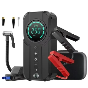 redresor auto jump starter 4 in 1 compresor de aer portabil negru capacitate baterie 8400mah